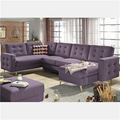 Canapé d'angle en tissu violet ATSUKO