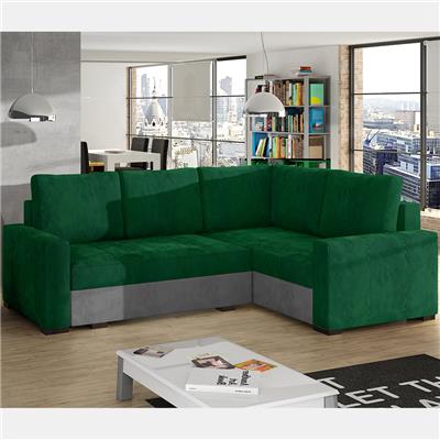 Canapé lit angle à droite vert et gris CONORA