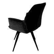 Chaise noire en velours moderne pivotante ALICIA (lot de 2)