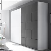 Chambre à coucher blanc et gris laqué TIAVANO lit 180 cm