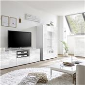 Grand meuble TV blanc laqué design ELMA Sans éclairage