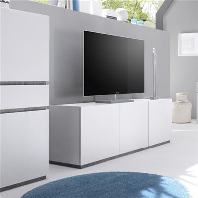 Banc TV design blanc mat 3 portes VALERONA 2