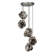 Suspension 5 lampes en verre chromé design ROCKY