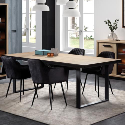 Grande table 230 cm couleur bois clair et noir PERSIA