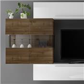 Grand meuble TV blanc et couleur bois foncé SALEMI