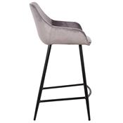 Petite chaise de bar en tissu gris DAMARIO (lot de 2)