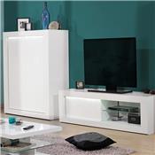 Meuble TV blanc laqué design KARL