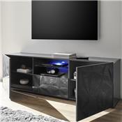 Grand meuble télé LED laqué gris design PAOLO 3