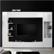 Meuble tv mural blanc laqué design FINO