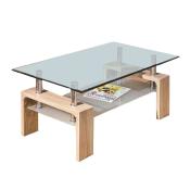 Table basse verre et couleur chêne clair ALINE