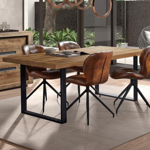 Table industrielle 200 cm couleur bois foncé et noir SCOTTSVILLE