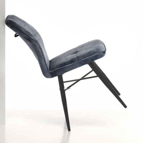 Chaise bleue en velours moderne BONAVENTURE (lot de 2)
