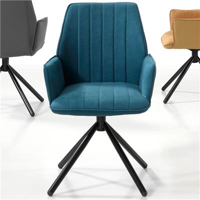 Chaise bleue pivotante moderne KOOK (lot de 2)