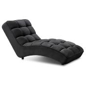 Fauteuil chaise longue en tissu noir LORENZO