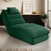 Chaise longue en tissu vert foncé TACOMA