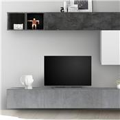Meuble TV avec rangement blanc laqué et gris OSTERIA