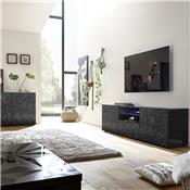 Grand meuble télé gris laqué design PAOLO 3 sans éclairage