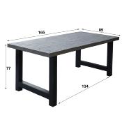 Table en acacia gris et métal noir 165 cm CINCINNATI