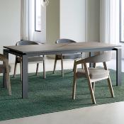 Table extensible 180 cm en chêne grisé et laqué gris CACO