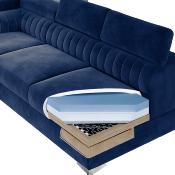 Canapé lit en tissu bleu angle à droite LAUREL
