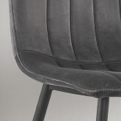 Chaise grise moderne en velours WILLIAM (lot de 4)