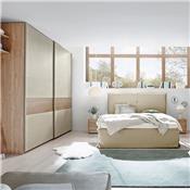 Chambre taupe et couleur bois miel ADRIANO lit 160 cm