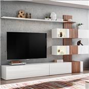 Meuble TV suspendu blanc et couleur bois ANDRANO