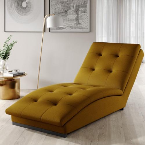 Fauteuil chaise longue jaune en tissu DOROTHEE