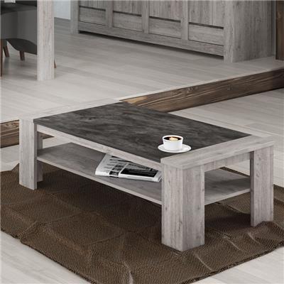 Table basse 130 cm moderne couleur chêne gris CAMELIA