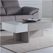 Table basse modulable moderne couleur bois et blanc SYBILLE