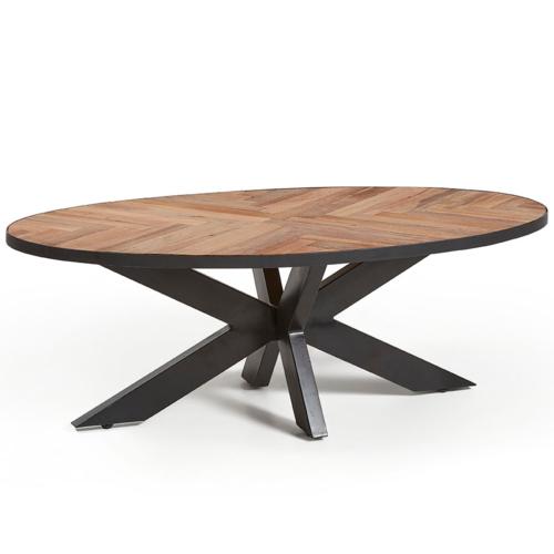 Table basse ovale contemporaine en bois recyclé ALICIA