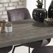 Table 180 industrielle bois gris et métal noir NIKO