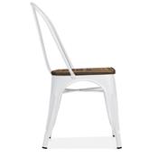 Chaise en métal blanc et bois VALERIANNE (lot de 4)