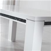 Table 180 cm design blanc laqué avec strass PERLE