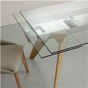 Table en verre et bois avec rallonge design VELIA
