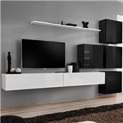 Meuble TV design mural blanc et noir ROTELLO