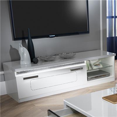 Meuble TV 160 cm blanche laqué design NEVAHE