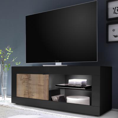 Meuble TV avec LED couleur bois et noir FOCIA 4