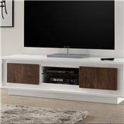 Meuble TV moderne blanc laqué mat et couleur noyer ERINE 6