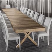 Table avec rallonge 18 personnes couleur bois COPERTINO