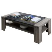 Table basse 130 cm contemporaine couleur bois gris OVIDE