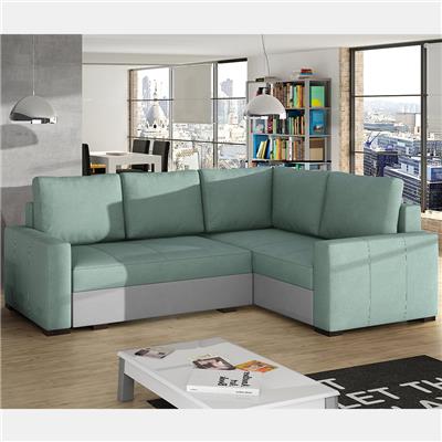 Canapé lit angle droite vert et gris CONORA