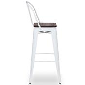 Chaise de bar industrielle en métal blanc et bois VALERIANNE (lot de 4)