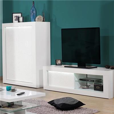 Meuble TV blanc laqué design KARL