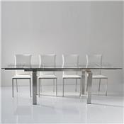 Table extensible en verre et acier brossé design LILIA