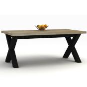 Table 190 cm contemporaine couleur bois et anthracite LEWIS