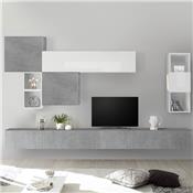 Meuble TV mural blanc et gris clair ROVIGO