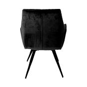 Chaise noire en velours moderne pivotante ALICIA (lot de 2)
