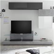 Ensemble meuble télé design gris et blanc SPINA
