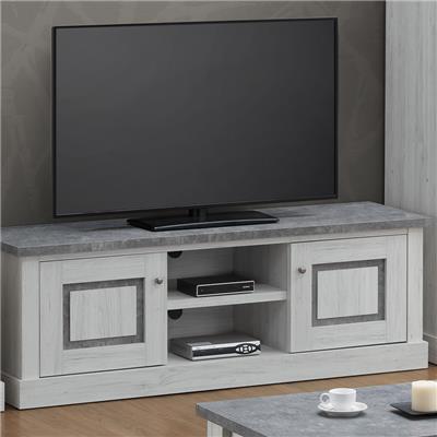 Banc TV 155 cm couleur chêne clair et gris EMRIC